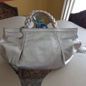 Furla silver hobo bag...